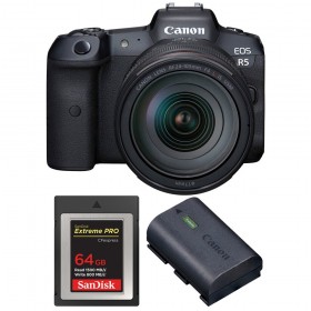 Canon EOS R5 + RF 24-105mm f/4L IS USM + SanDisk 64GB Extreme PRO CFexpress Type B + Canon LP-E6NH - Accesorio incluido