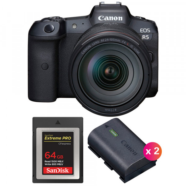 Canon EOS R5 + RF 24-105mm f/4L IS USM + SanDisk 64GB Extreme PRO CFexpress Type B + 2 Canon LP-E6NH-1