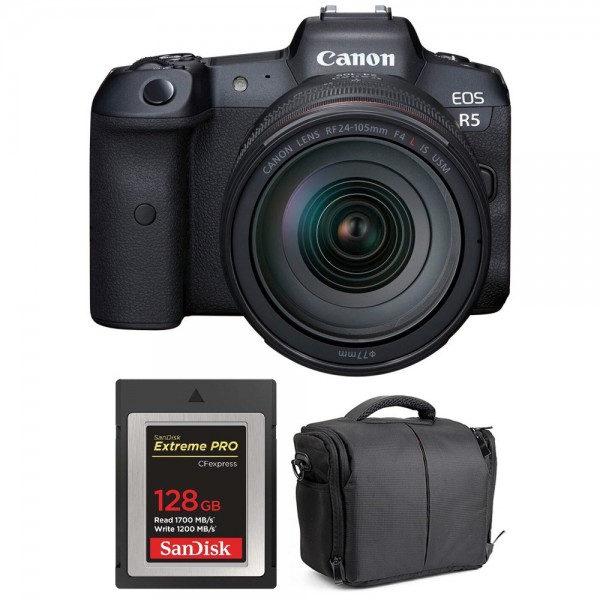 Canon EOS R5 + RF 24-105mm f/4L IS USM + SanDisk 128GB Extreme PRO CFexpress Type B + Bag Canon Canon EOS R5 €3,283.00 MCZ DIRECT