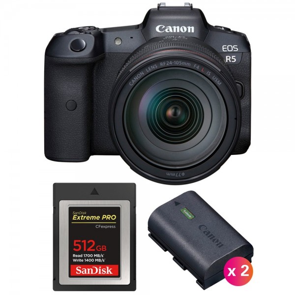 Canon EOS R5 + RF 24-105mm f/4L IS USM + SanDisk 512GB Extreme PRO CFexpress Type B + 2 Canon LP-E6NH-1