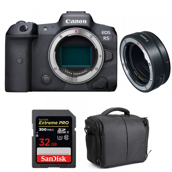 Canon EOS R5 + EF-EOS R + SanDisk 32GB Extreme PRO UHS-II SDXC 300 MB/s + Bag-1