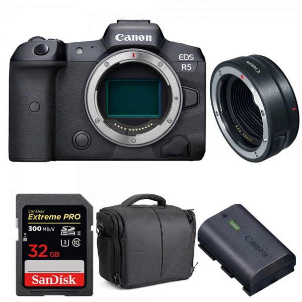 Canon R5 + EF-EOS R + SanDisk 32GB Extreme PRO UHS-II SDXC 300 MB/s + Canon LP-E6NH + Sac - Appareil Photo Professionnel-1