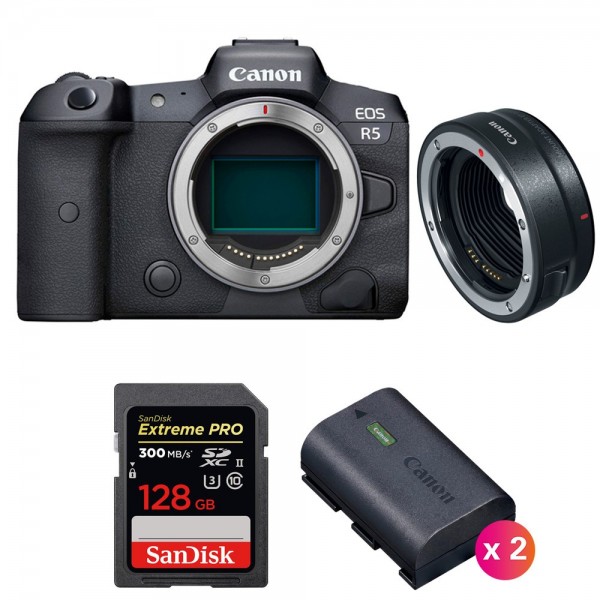Canon EOS R5 + EF-EOS R + SanDisk 128GB Extreme PRO UHS-II SDXC 300 MB/s + 2 Canon LP-E6NH|MCZ DIRECT