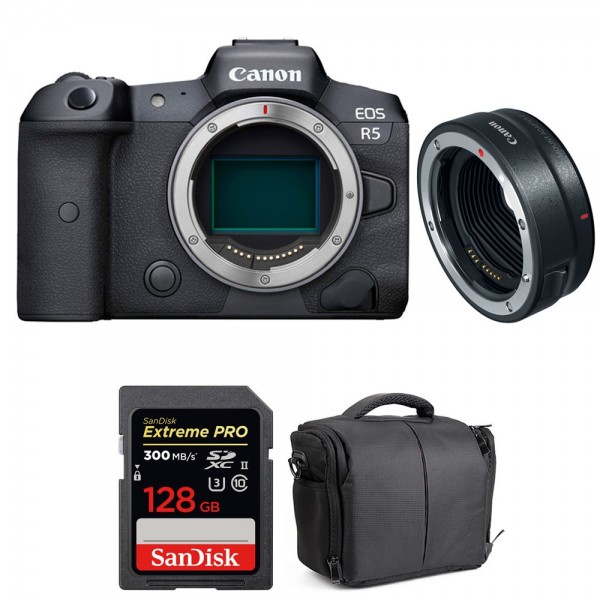 Canon EOS R5 + EF-EOS R + SanDisk 128GB Extreme PRO UHS-II SDXC 300 MB/s + Bag|MCZ DIRECT