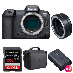 Canon EOS R5 + EF-EOS R + SanDisk 128GB Extreme PRO UHS-II SDXC 300 MB/s + 2 Canon LP-E6NH + Bag-1