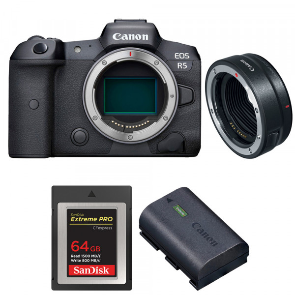Canon EOS R5 + EF-EOS R + SanDisk 64GB Extreme PRO CFexpress Type B + Canon LP-E6NH-1