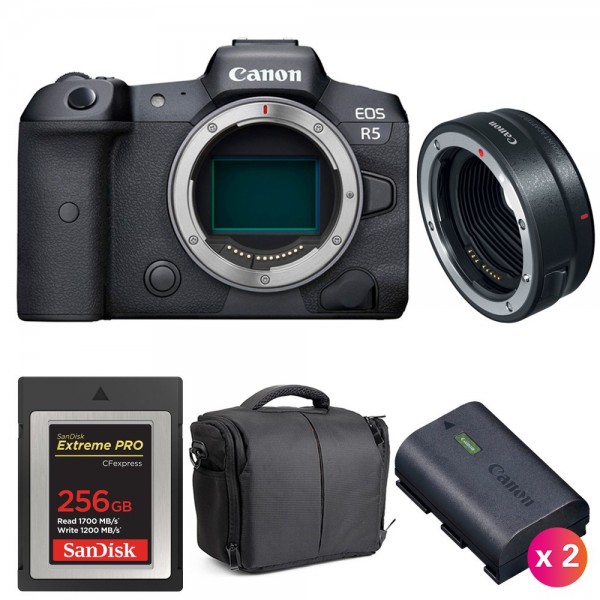 Canon R5 + EF-EOS R + SanDisk 256GB Extreme PRO CFexpress Type B + 2 Canon LP-E6NH + Sac - Appareil Photo Professionnel Canon Canon EOS R5 2 969,00 € MCZ DIRECT