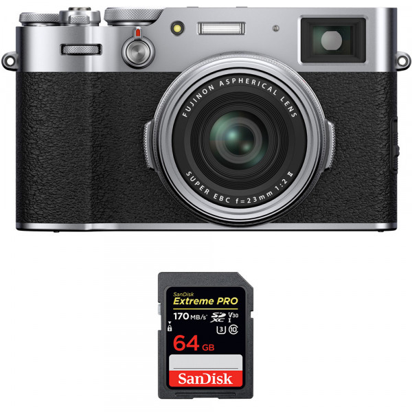 Cámara mirrorless Fujifilm X100V Silver + SanDisk 64GB Extreme Pro UHS-I SDXC 170 MB/s-1