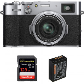 Cámara mirrorless Fujifilm X100V Silver + SanDisk 128GB Extreme Pro UHS-I SDXC 170 MB/s + Fujifilm NP-W126S-1
