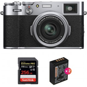 Cámara mirrorless Fujifilm X100V Silver + SanDisk 256GB Extreme Pro UHS-I SDXC 170 MB/s + 2 Fujifilm NP-W126S-1