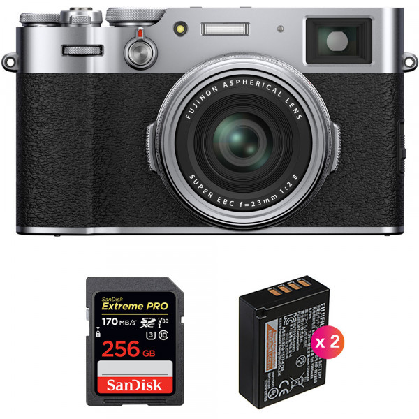 Fujifilm X100V Silver + SanDisk 256GB Extreme Pro UHS-I SDXC 170 MB/s + 2 Fujifilm NP-W126S-1