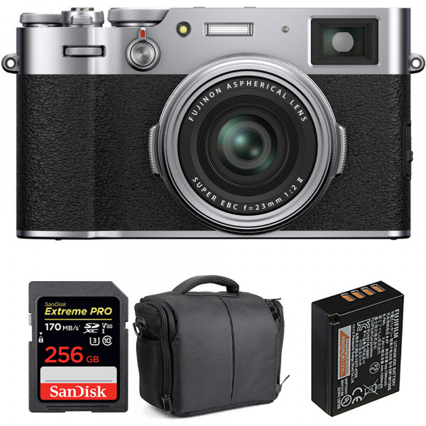 Fujifilm X100V Silver + SanDisk 256GB Extreme Pro UHS-I SDXC 170 MB/s + Fujifilm NP-W126S + Bag-1