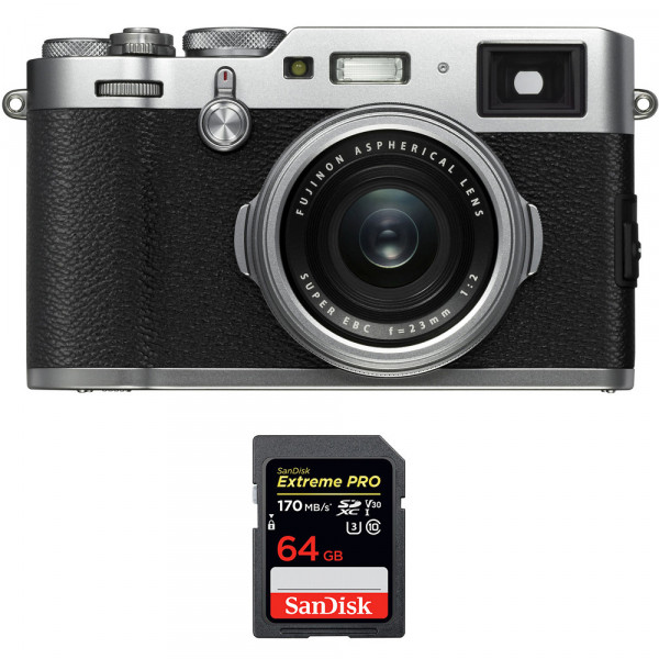 Cámara mirrorless Fujifilm X100F Silver + SanDisk 64GB Extreme Pro UHS-I SDXC 170 MB/s-1