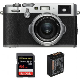 Cámara mirrorless Fujifilm X100F Silver + SanDisk 64GB Extreme Pro UHS-I SDXC 170 MB/s + Fujifilm NP-W126S-1