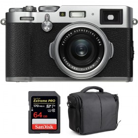 Appareil photo Compact Fujifilm X100F Silver + SanDisk 64GB Extreme Pro UHS-I SDXC 170 MB/s + Sac-1