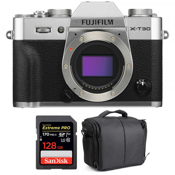Appareil photo hybride Fujifilm XT30 Silver + SanDisk 128GB Extreme Pro UHS-I SDXC 170 MB/s + Sac-1