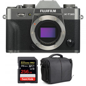 Appareil photo hybride Fujifilm XT30 Charcoal + SanDisk 256GB Extreme Pro UHS-I SDXC 170 MB/s + Sac-1