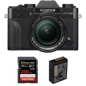 Cámara mirrorless Fujifilm XT30 + XF 18-55mm f/2.8-4 R LM OIS Negro + SanDisk 256GB UHS-I SDXC 170 MB/s + Fujifilm NP-W126S-1
