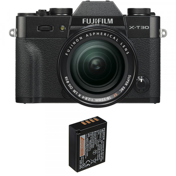 Cámara mirrorless Fujifilm XT30 + XF 18-55mm f/2.8-4 R LM OIS Negro + 1 Fujifilm NP-W126S-1