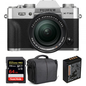 Appareil photo hybride Fujifilm XT30 + XF 18-55mm F2.8-4 R LM OIS Silver + SanDisk 64GB UHS-I SDXC 170 MB/s + NP-W126S + Sac-1
