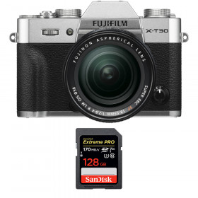 Cámara mirrorless Fujifilm XT30 + XF 18-55mm f/2.8-4 R LM OIS Silver + SanDisk 128GB UHS-I SDXC 170 MB/s-1