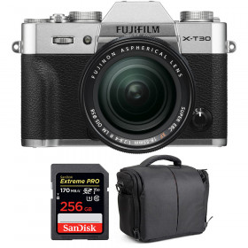 Cámara mirrorless Fujifilm XT30 + XF 18-55mm f/2.8-4 R LM OIS Silver + SanDisk 256GB UHS-I SDXC 170 MB/s + Bolsa-1