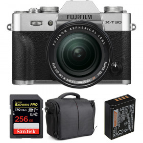 Appareil photo hybride Fujifilm XT30 + XF 18-55mm F2.8-4 R LM OIS Silver + SanDisk 256GB UHS-I SDXC 170 MB/s + NP-W126S + Sac-1