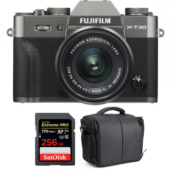 Cámara mirrorless Fujifilm XT30 + XC 15-45mm f/3.5-5.6 OIS PZ Charcoal + SanDisk 256GB UHS-I SDXC 170 MB/s + Bolsa-1