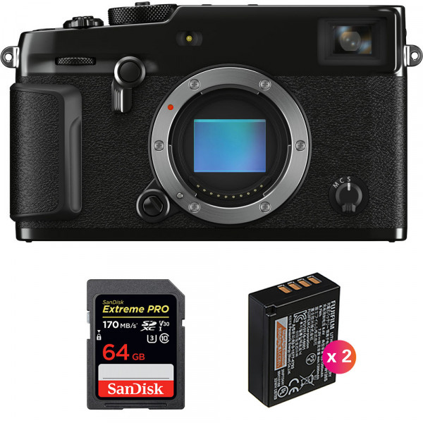 Fujifilm XPro 3 Nu Noir + SanDisk 64GB Extreme Pro UHS-I SDXC 170 MB/s + 2 Fujifilm NP-W126S - Appareil Photo Hybride-1