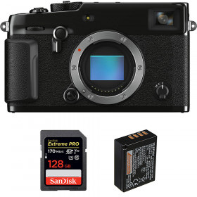 Appareil photo hybride Fujifilm XPro 3 Nu Noir + SanDisk 128GB Extreme Pro UHS-I SDXC 170 MB/s + Fujifilm NP-W126S-1