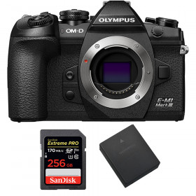 Appareil photo hybride Olympus OMD E-M1 III Nu + SanDisk 256GB Extreme Pro UHS-I SDXC 170 MB/s + Olympus BLH-1-1