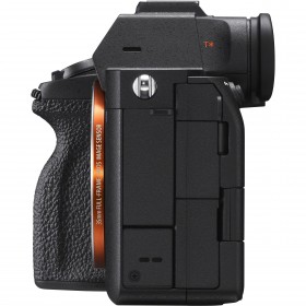 Sony Alpha 7S III mirrorless camera body side view showcasing full-frame sensor and ergonomic design