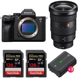 Sony A7S III + FE 16-35mm F2.8 GM + 2 SanDisk 128GB Extreme PRO UHS-II 300 MB/s + 2 Sony NP-FZ100 - Contenu de la boite