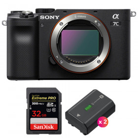 Cámara mirrorless Sony A7C Cuerpo Negro + SanDisk 32GB Extreme PRO UHS-II SDXC 300 MB/s + 2 Sony NP-FZ100-1