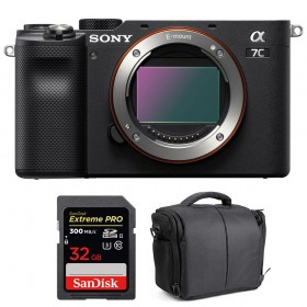 Appareil photo hybride Sony A7C Nu Noir + SanDisk 32GB Extreme PRO UHS-II SDXC 300 MB/s + Sac-1