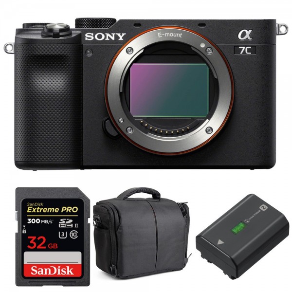 Cámara mirrorless Sony A7C Cuerpo Negro + SanDisk 32GB Extreme PRO UHS-II SDXC 300 MB/s + Sony NP-FZ100 + Bolsa-1