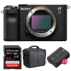 Sony A7C Nu Noir + SanDisk 64GB Extreme PRO UHS-II SDXC 300 MB/s + 2 Sony NP-FZ100 + Sac - Appareil Photo Hybride-1