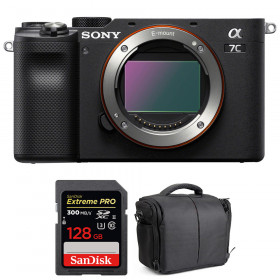Appareil photo hybride Sony A7C Nu Noir + SanDisk 128GB Extreme PRO UHS-II SDXC 300 MB/s + Sac-1