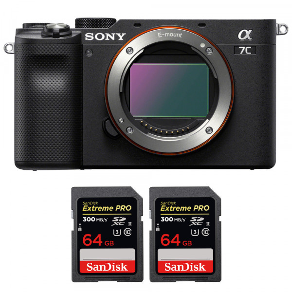 Cámara mirrorless Sony A7C Cuerpo Negro + 2 SanDisk 64GB Extreme PRO UHS-II SDXC 300 MB/s-1