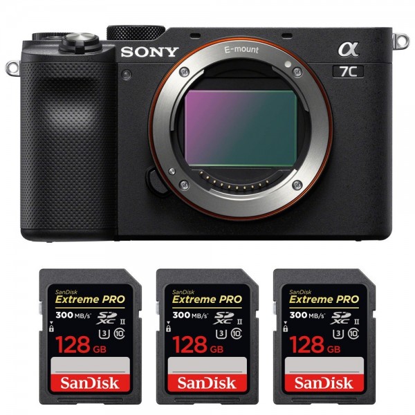 Sony A7C Cuerpo Negro + 3 SanDisk 128GB Extreme PRO UHS-II SDXC 300 MB/s-1