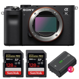 Sony A7C Nu Noir + 2 SanDisk 128GB Extreme PRO UHS-II SDXC 300 MB/s + 2 Sony NP-FZ100 - Appareil Photo Hybride-1