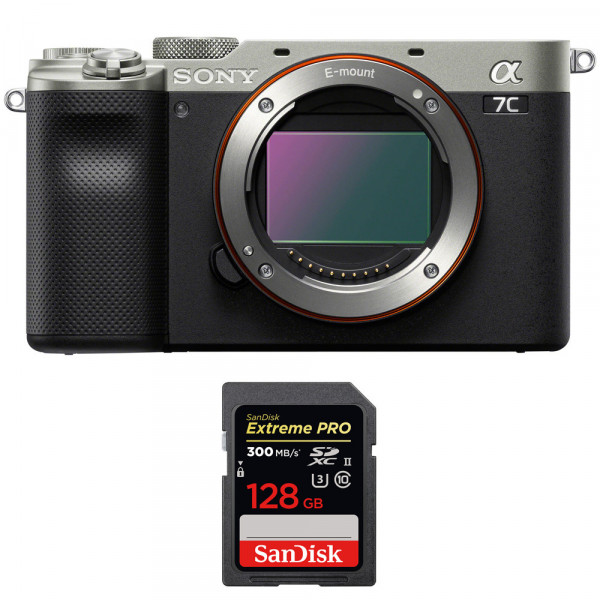 Cámara mirrorless Sony A7C Cuerpo Silver + SanDisk 128GB Extreme PRO UHS-II SDXC 300 MB/s-1
