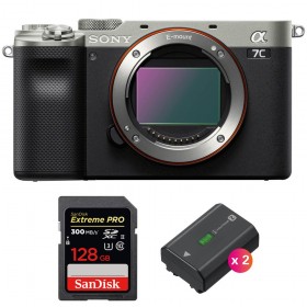 Sony Alpha a7C Body Silver + SanDisk 128GB Extreme PRO UHS-II SDXC 300 MB/s + 2 Sony NP-FZ100-1