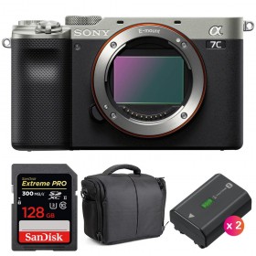 Sony A7C Nu Silver + SanDisk 128GB Extreme PRO UHS-II SDXC 300 MB/s + 2 Sony NP-FZ100 + Sac - Appareil Photo Hybride-1