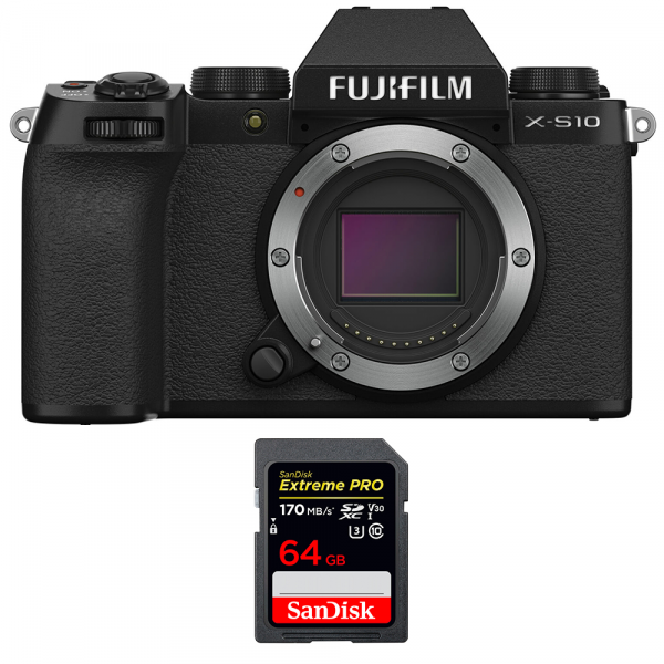 Fujifilm X-S10 Body + SanDisk 64GB Extreme Pro UHS-I SDXC 170 MB/s-1