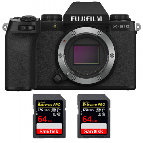 Fujifilm X-S10 Body + 2 SanDisk 64GB Extreme Pro UHS-I SDXC 170 MB/s-1