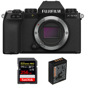 Cámara mirrorless Fujifilm X-S10 ( XS10 ) Cuerpo + SanDisk 256GB Extreme  Pro UHS-I SDXC 170 MB/s + Fujifilm NP-W126S-1