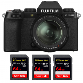Fujifilm X-S10 + XF 18-55mm f/2.8-4 R LM OIS + 3 SanDisk 64GB Extreme Pro UHS-I SDXC 170 MB/s-1