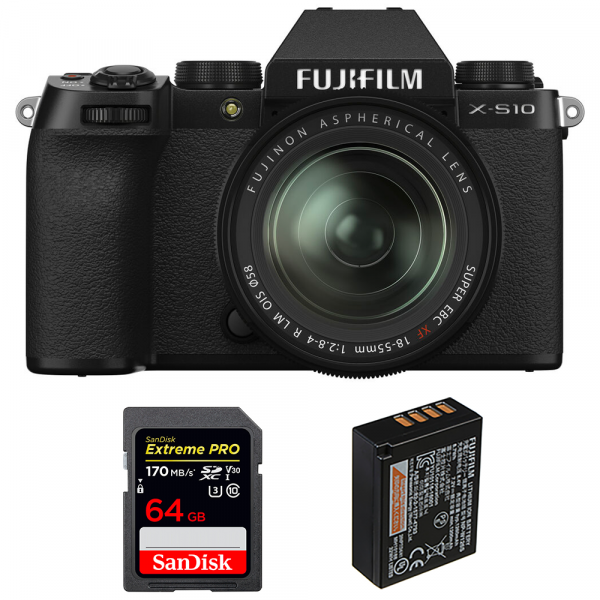 Fujifilm X-S10 ( XS10 ) + XF 18-55mm f/2.8-4 R LM OIS + SanDisk 64GB Extreme Pro UHS-I SDXC 170 MB/s + Fujifilm NP-W126S-1