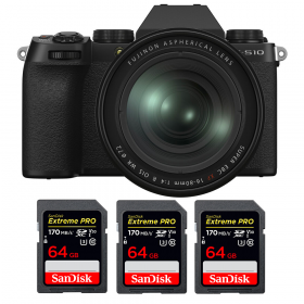 Fujifilm X-S10 + XF 16-80 F/4 WR + 3 SanDisk 64GB Extreme Pro UHS-I SDXC 170 MB/s-1